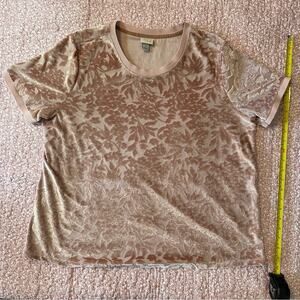 A New Day Velvet Floral Short Sleeve Tee Blouse